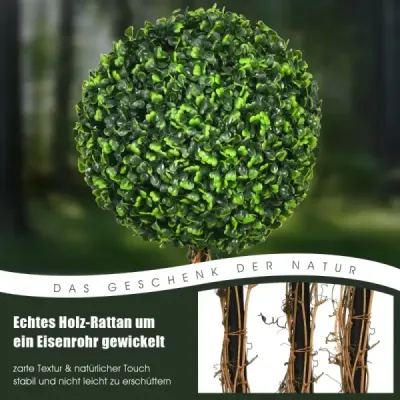 115 cm umělá rostlina s květináčem a 3 koulemi Umělý strom Umělá dekorativní rostlina Zelené rostliny