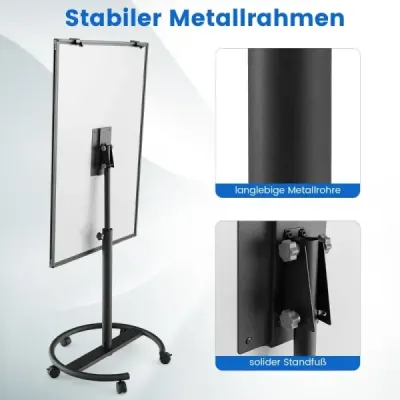 Stojan na flipchart na kolečkách s magnety a fixy Výška tabule nastavitelná do 192 cm