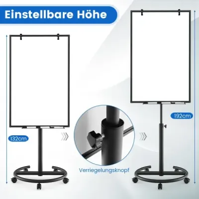 Stojan na flipchart na kolečkách s magnety a fixy Výška tabule nastavitelná do 192 cm
