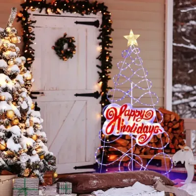 170cm LED vánoční stromeček s měnícími se barvami a 6 světelnými režimy a písmeny a hvězdou
