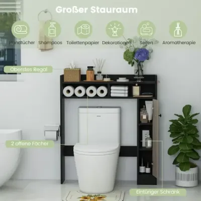 WC skříňka Koupelnová nástěnná skříňka s nastavitelnými policemi Stojan na WC