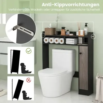 WC skříňka Koupelnová nástěnná skříňka s nastavitelnými policemi Stojan na WC