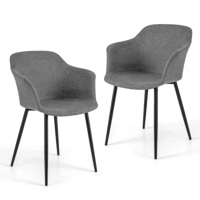 Sada 2 jídelních židlí Čalouněná židle s ergonomickým opěradlem Sivá