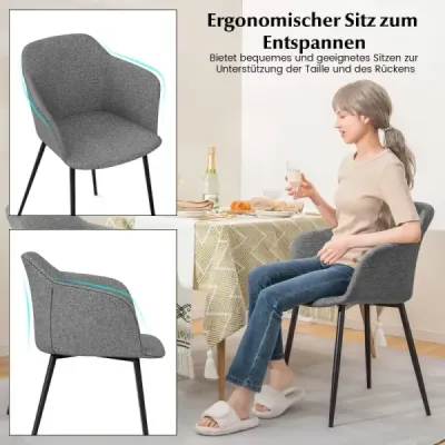 Sada 2 jídelních židlí Čalouněná židle s ergonomickým opěradlem Sivá