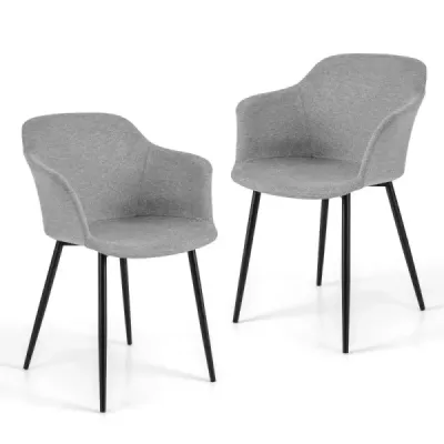 Sada 2 jídelních židlí Čalouněná židle s ergonomickým opěradlem Broken světle šedá