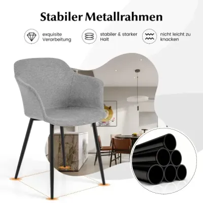 Sada 2 jídelních židlí Čalouněná židle s ergonomickým opěradlem Broken světle šedá