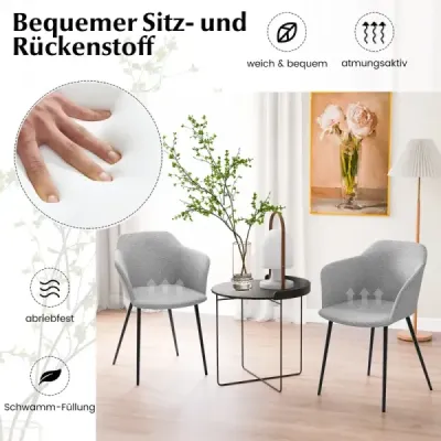 Sada 2 jídelních židlí Čalouněná židle s ergonomickým opěradlem Broken světle šedá