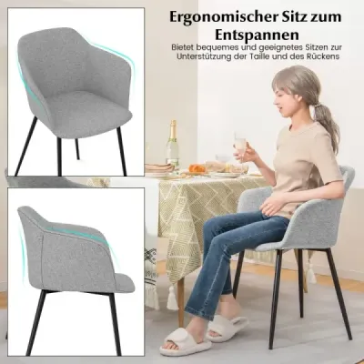 Sada 2 jídelních židlí Čalouněná židle s ergonomickým opěradlem Broken světle šedá