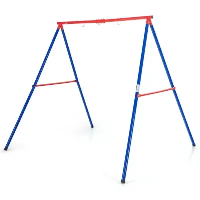 Robustní kovový rám na houpačku Rám na zahradní houpačku ve tvaru A 194 x 184 x 180 cm červená + modrá