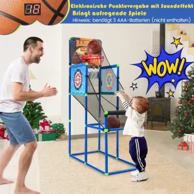 Arkádová basketbalová hra s tabulí a zvukovým efektem včetně 2 basketbalových míčů a pumpy Blue