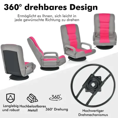 360° otočná židle se 6-pozičním nastavitelným opěradlem Židle růžová