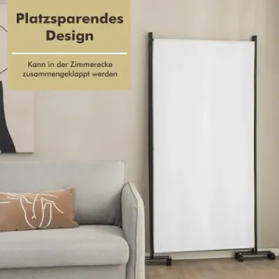 180 cm vysoká dělící stěna na kolečkách Sklopná zástěna se 3 volně kombinovatelnými panely Bílá