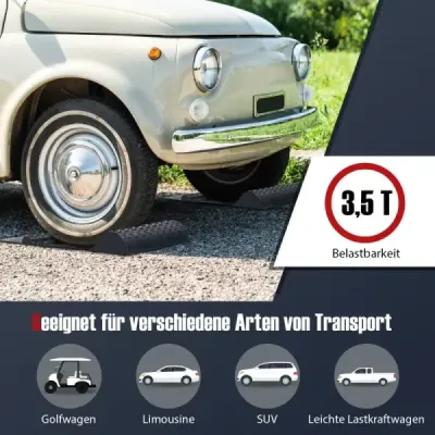 2 parkovací rohože s brzdovým prahem Robustní parkovací pomůcka s výstražnými pásy Prémiová zarážka kol