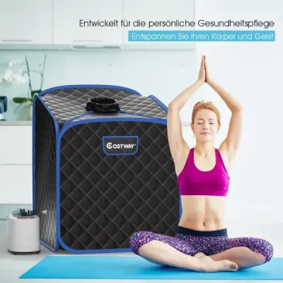 Přenosná parní sauna Spa s masážním válcem na nohy a absorpční podložkou 9 nastavitelných úrovní teploty Vnitřní lázeňská kabina černá