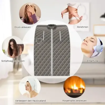 Přenosná parní sauna 3L 1000W Mini domácí sauna s 9 nastavitelnými teplotami 78 x 87 x 101 cm Šedá