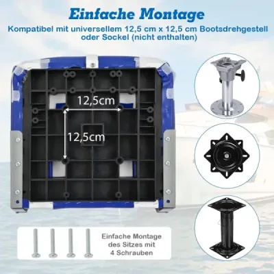 Sedadlo do člunu s vysokým opěradlem s 10 cm hrubým houbou polstrováním Skládací židle do člunu modrá bílá