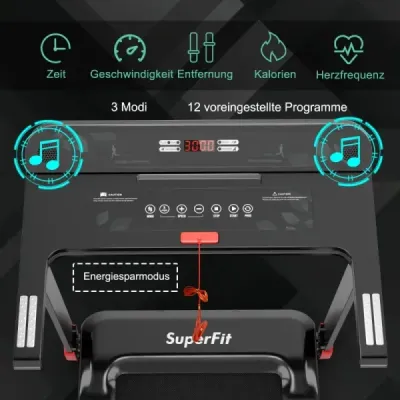 Skládací běžecký pás pro domácnost s ovládáním aplikace Bluetooth reproduktor červený