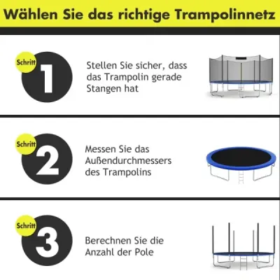 Bezpečnostní síť na trampolínu pro zahradní trampolíny Náhradní vnější síť se zipem a přezkami ? 305 cm