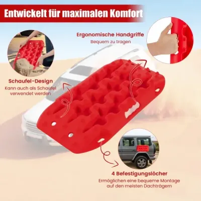 2 kusy nárazníků pískové desky offroad žebřík na písek/bláto/sníh 10 tun červená