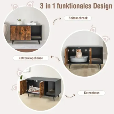 Skrýš na odpadky moderní domeček pro kočky s dvoudveřovou skříňkou 90 x 50 x 54 cm