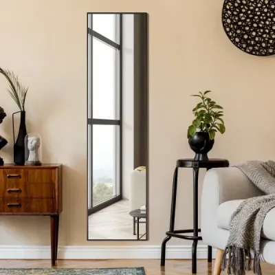 160 x 40 cm zrcadlo v celé délce 2 v 1 stojící zrcadlo a nástěnné zrcadlo z nerozbitného skla černé