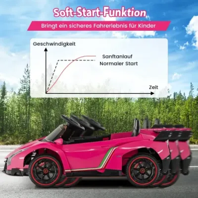 Dětské elektrické auto Lamborghini s dálkovým ovládáním a LED světlomety a klaksonem a hudbou Dětské auto růžové