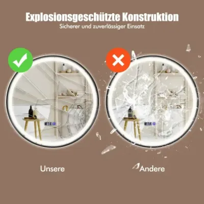 Osvětlené koupelnové zrcadlo s 3-barevným LED světlem, paměťovou funkcí a funkcí proti zamlžování