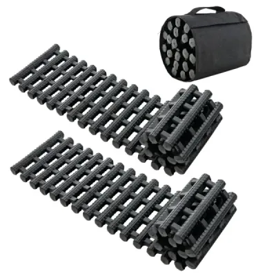 2 balení rohoží s taškou na trakci pneumatik Nouzová trakční pomůcka černá 82 x 21 x 2,8 cm