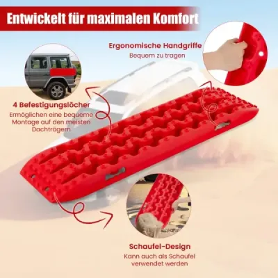 2 kusy nárazníků pískové desky offroad žebřík na písek/bláto/sníh 107 x 31 x 7 cm červená