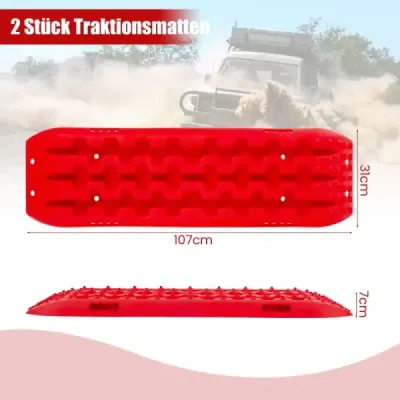2 kusy nárazníků pískové desky offroad žebřík na písek/bláto/sníh 107 x 31 x 7 cm červená