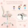Výškově nastavitelná dětská otočná židle s brzdou sedáku, ergonomická psací židle, kancelářská židle, růžová