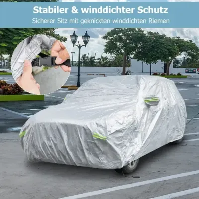 Nepromokavá plachta pro vozidla Kryt na auto s dveřmi na zip 483 x 191 x 153 cm Stříbrná