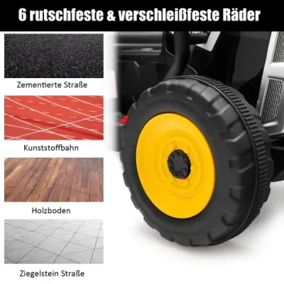 12 V dětský traktor s přívěsem Elektrické autíčko na baterie žluté