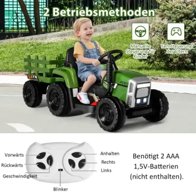 12 V dětský traktor s přívěsem Elektrické autíčko na baterie žluté