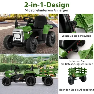 12 V dětský traktor s přívěsem Elektrické autíčko na baterie žluté