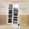 Skříňka na šperky otočná o 360° se zrcadlem po celé délce 140 x 37 cm bílá