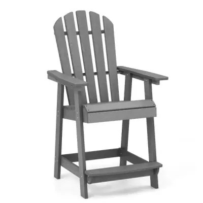 Venkovní barová židle s područkou a podnožkou HDPE Patio Chair Odolná vůči povětrnostním vlivům Pub Stool Grey