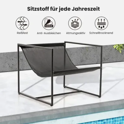 Set 2 Sling Accent Chair s polštáři na sezení a opěradlo a kovovým rámem Ergonomické křeslo do obývacího pokoje Navy