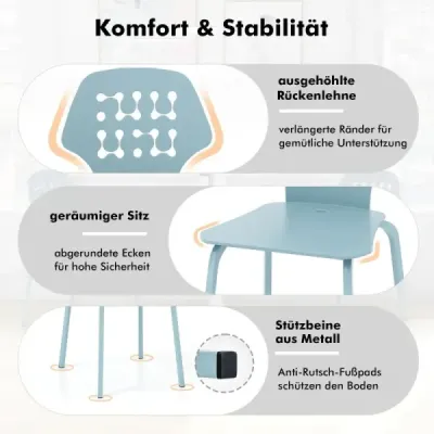 Kovová jídelní židle Sada 4 moderních kuchyňských židlí s ažurovým opěradlem Modrá