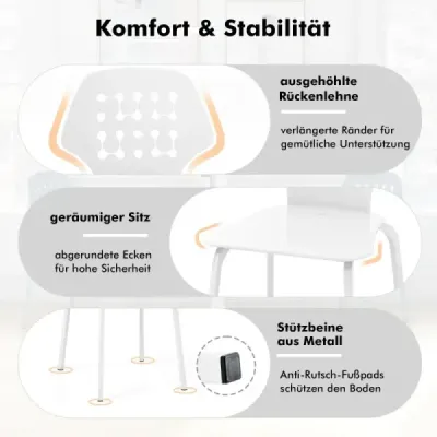 Kovová jídelní židle Sada 4 moderních kuchyňských židlí s ažurovým opěradlem bílá
