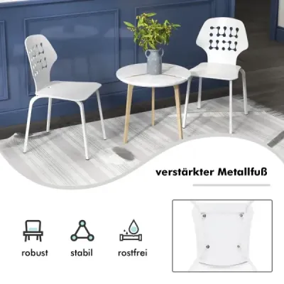Kovová jídelní židle Sada 4 moderních kuchyňských židlí s ažurovým opěradlem bílá