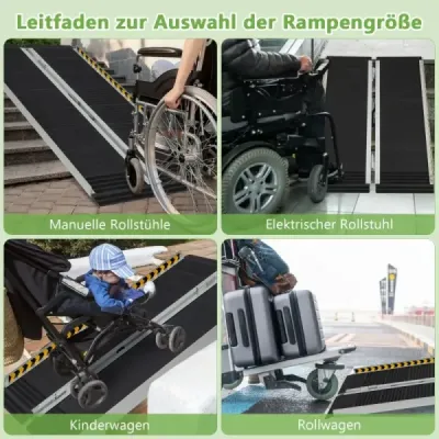 Nájezdová rampa pro invalidní vozíky 122 x 74 cm Přenosná a protiskluzová skládací rampa s nosností do 272 kg Hliník