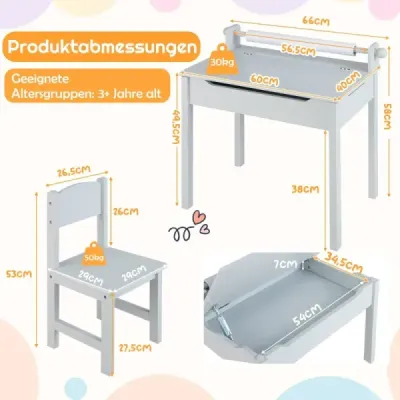 Dětský stůl se senzorickým prostíráním židle pro děti šedá