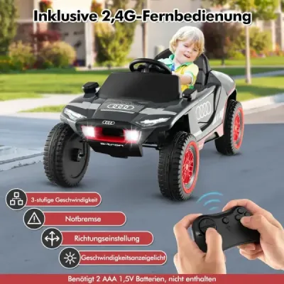 Audi elektrické autíčko pro děti 12V elektrické dětské autíčko s dálkovým ovládáním a LED světly a 4 závěsy Šedá