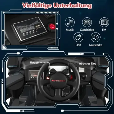 Audi elektrické autíčko pro děti 12V elektrické dětské autíčko s dálkovým ovládáním a LED světly a 4 závěsy Šedá