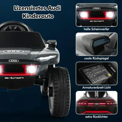 Audi elektrické autíčko pro děti 12V elektrické dětské autíčko s dálkovým ovládáním a LED světly a 4 závěsy Šedá