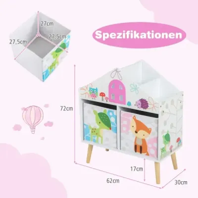Dětský domeček ve tvaru knihovny Dřevěný domeček pro panenky se 2 úložnými boxy Barevný 62 x 30 x 72 cm