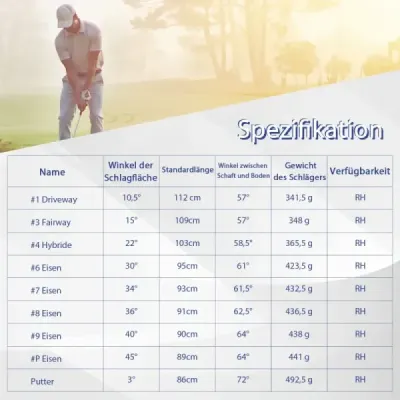 9-dílná kompletní sada golfových holí pro praváky s obaly na hole