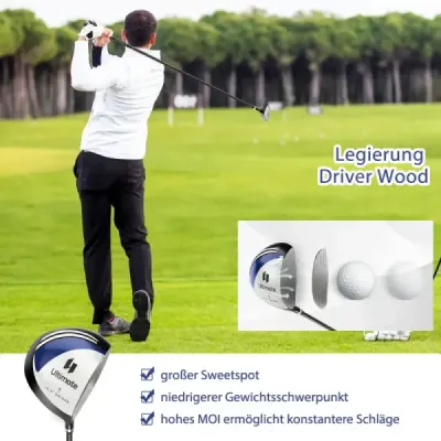 9-dílná kompletní sada golfových holí pro praváky s obaly na hole