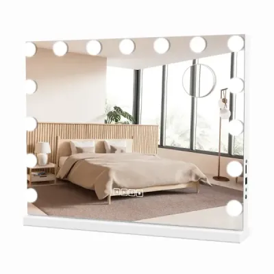 Hollywoodské zrcadlo s osvětlením Kosmetické zrcadlo do ložnice 58 x 10 x 48 cm Bílé